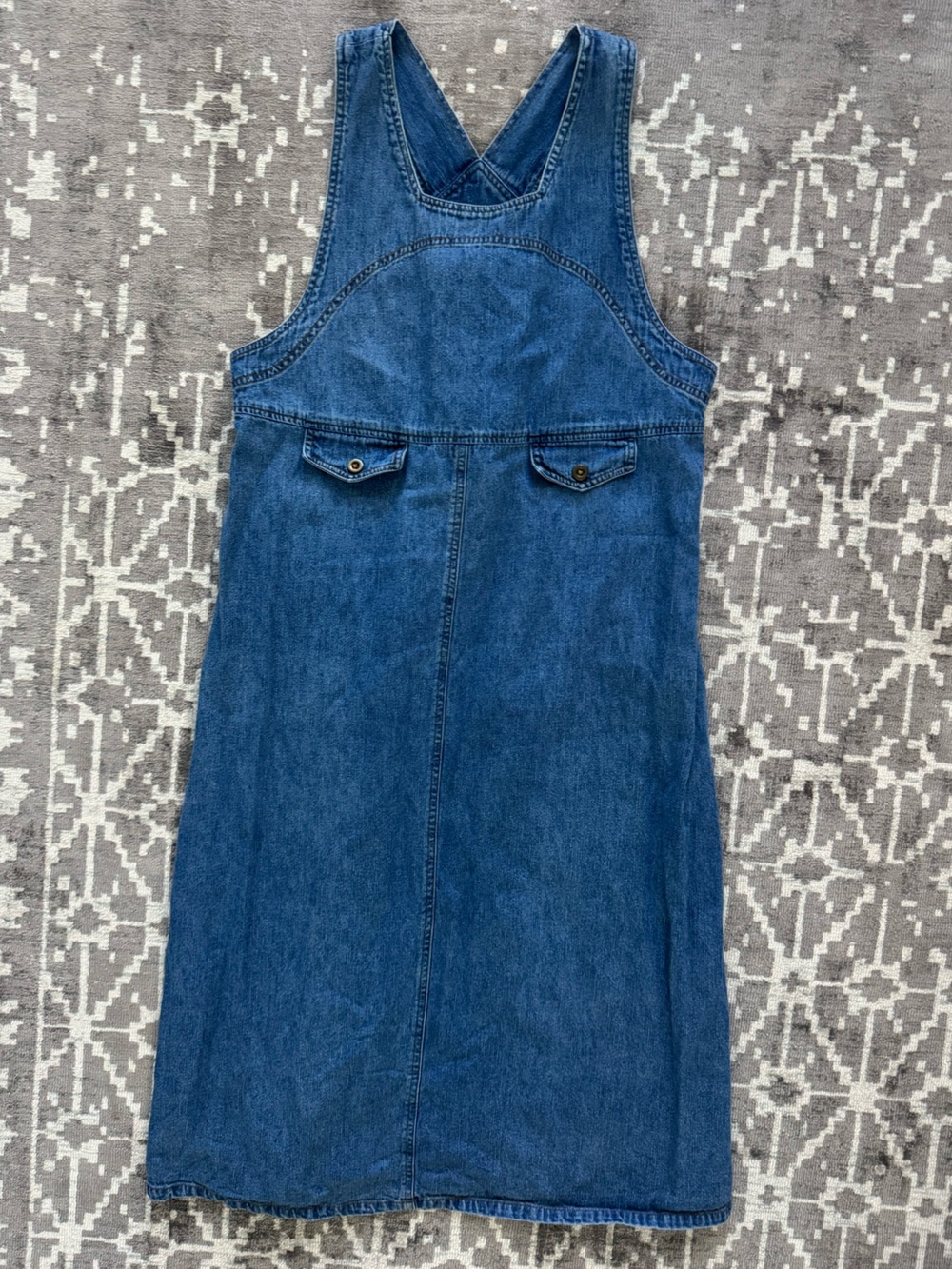 Vintage Studio Ease Women's Denim Pinafore Jumper Dress Blue Jean 100% cotton